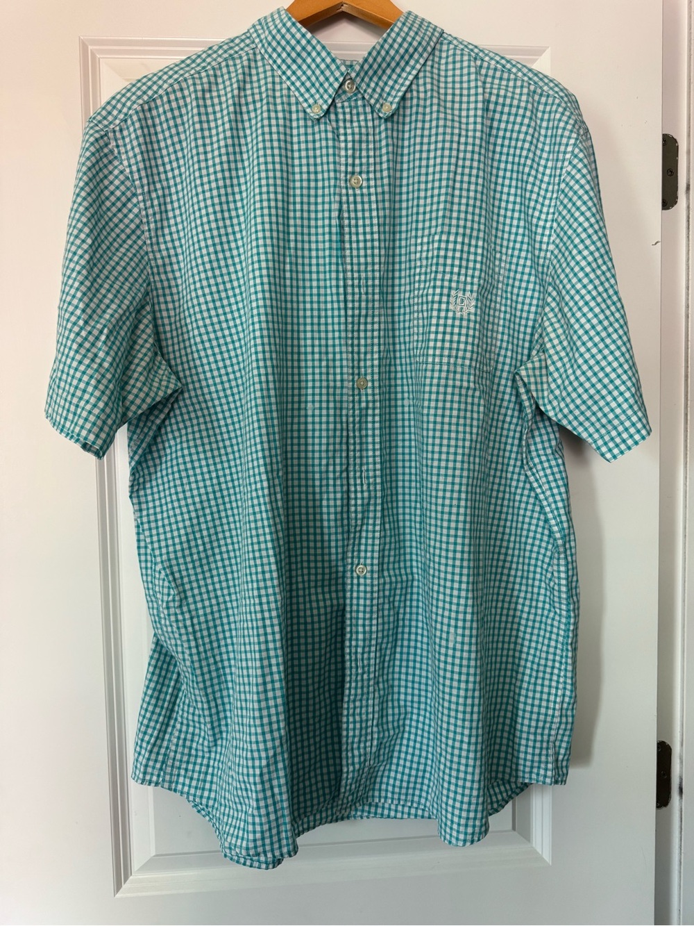 Chaps stretch easy care short sleeve button down plaid shirt casual size xxl